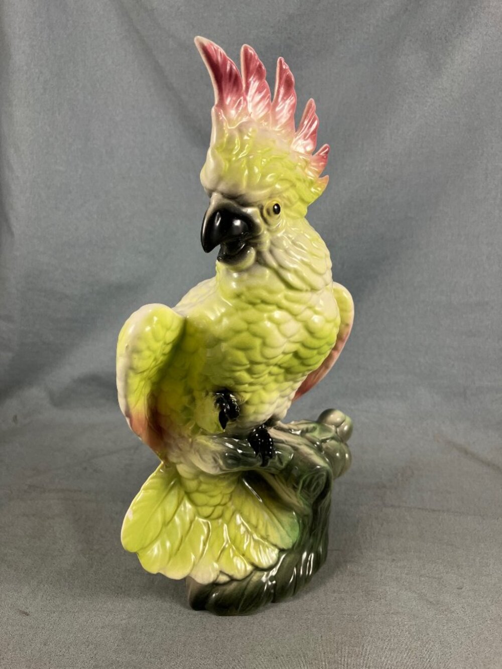 Cockatoo Parrot Tropical Bird Ceramic Vase Planter Vintage 10" Tall